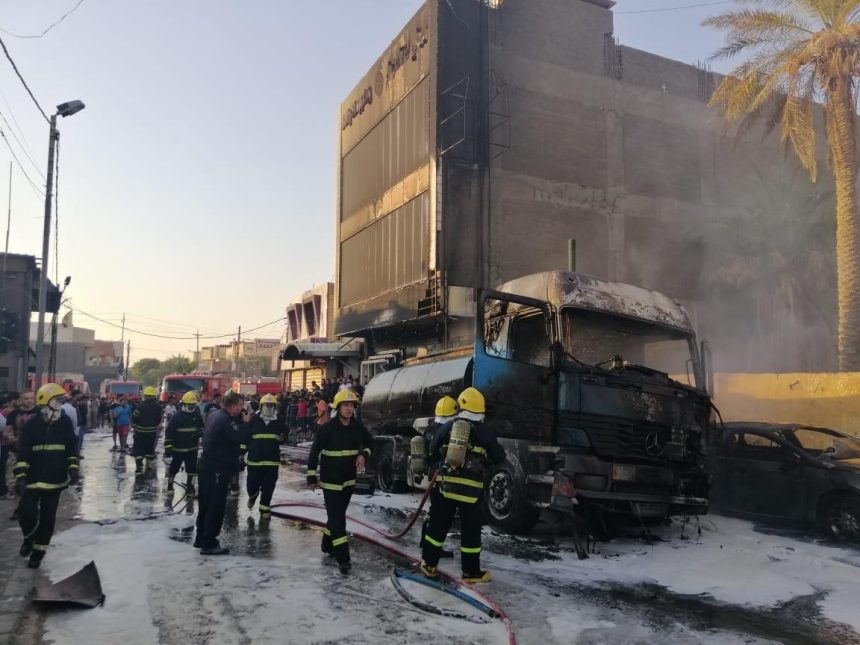 مصرع وإصابة ثلاثة أشخاص نتيجة احتراق صهريج وقود في السليمانية