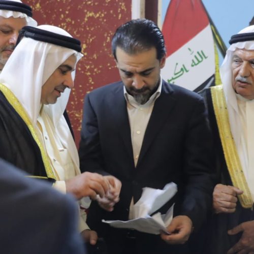 بالصور.. الحلبوسي يزور عشيرة المشاهدة في الأنبار بمضيف الشيخ أحمد المشهداني