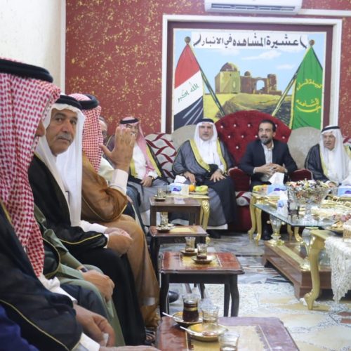 بالصور.. الحلبوسي يزور عشيرة المشاهدة في الأنبار بمضيف الشيخ أحمد المشهداني