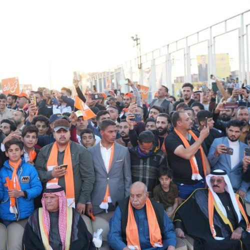 الرئيس محمد الحلبوسي يحضر تجمعاً جماهيرياً في الخالدية