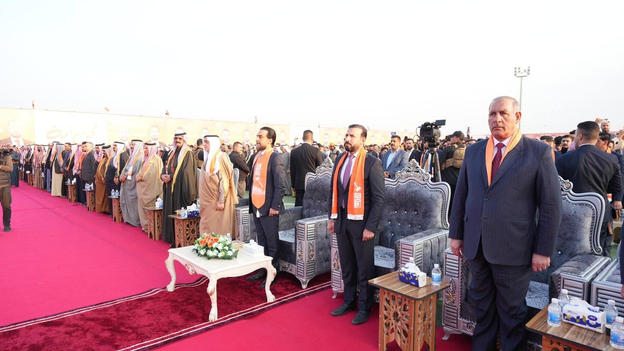 الرئيس محمد الحلبوسي يحضر تجمعاً جماهيرياً في عامرية الصمود