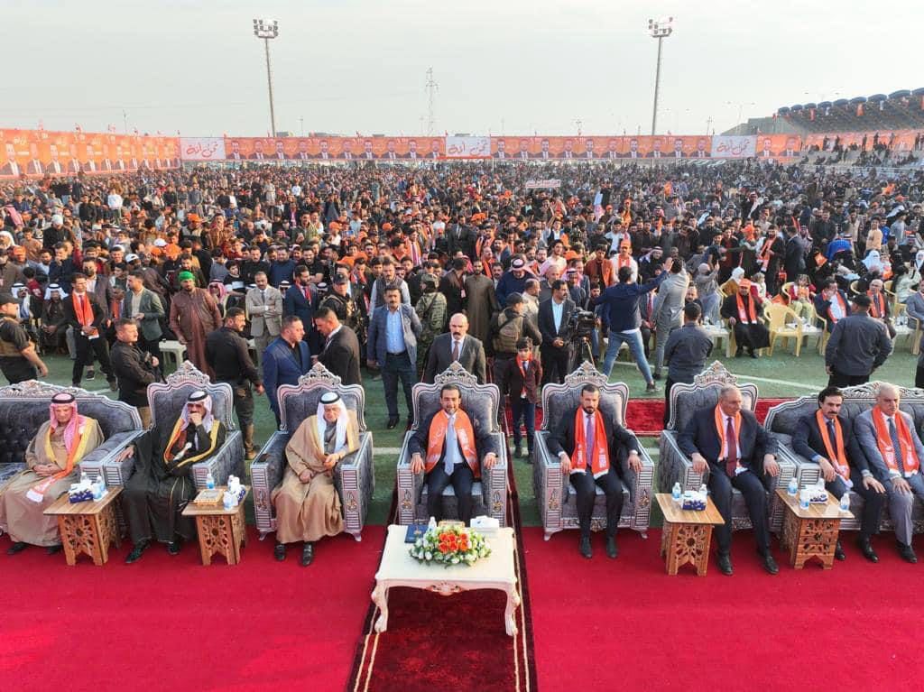 الرئيس محمد الحلبوسي يحضر تجمعاً جماهيرياً في عامرية الصمود