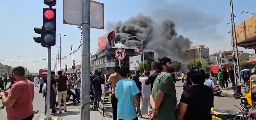 بالفيديو.. اندلاع حريق في مجمع ريحانة بكربلاء