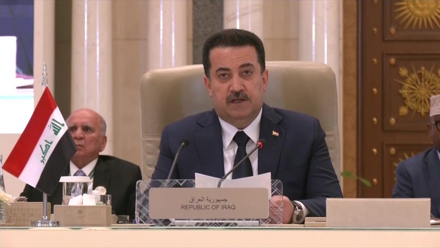 السوداني في قمة الرياض: المجتمع الدولي فشل بوقف التَصعيد ومنع الإبادة الجماعية في غزّة