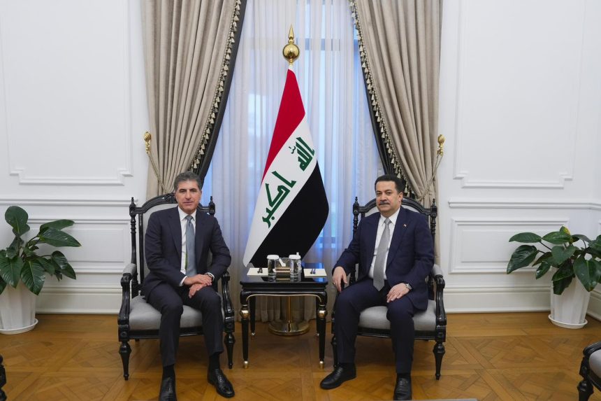 ‏السوداني وبارزاني يؤكدان أهمية التعاون المشترك بين جميع القوى لمواجهة التحديات وإزالة الصعوبات