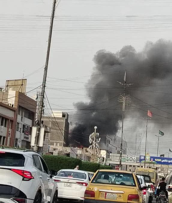 اندلاع حريق اعلى بناية لطب الاسنان في بغداد الجديدة شرقي العاصمة