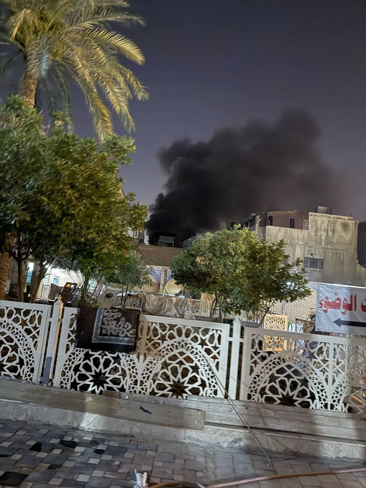 اندلاع حريق في احدى المباني بمنطقة الشورجة وسط بغداد