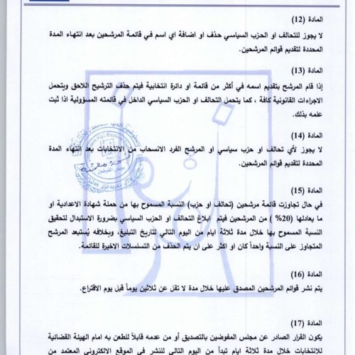 بالوثائق.. المفوضية تعلن تعليمات الترشح للانتخابات النيابية المقبلة