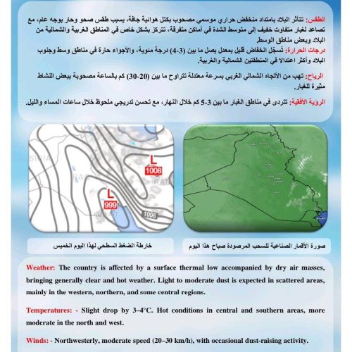 طقس العراق.. غبار وانخفاض بدرجات الحرارة خلال الأيام المقبلة