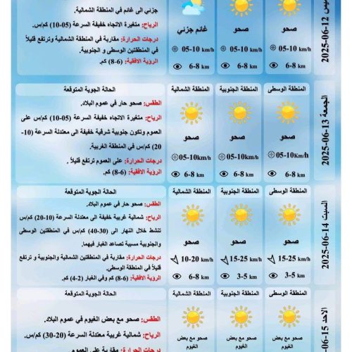 طقس العراق.. غبار ودرجات حرارة أربعينية خلال الأيام المقبلة