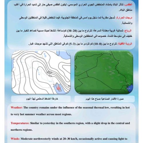 طقس العراق.. غبار وانخفاض بدرجات الحرارة خلال اليومين المقبلين