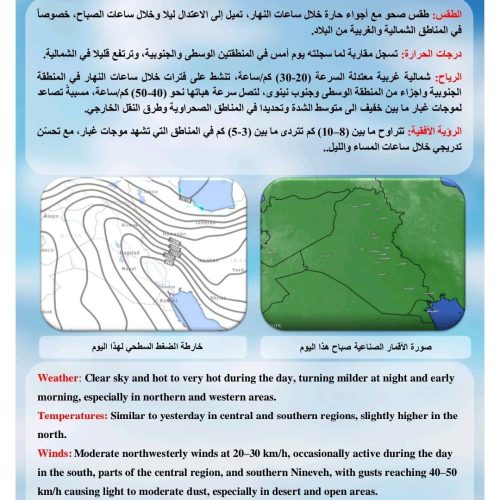 طقس العراق.. درجات حرارة أربعينية خلال الأيام المقبلة
