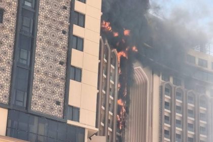 اندلاع حريق في فندق قلب العالم وسط بغداد