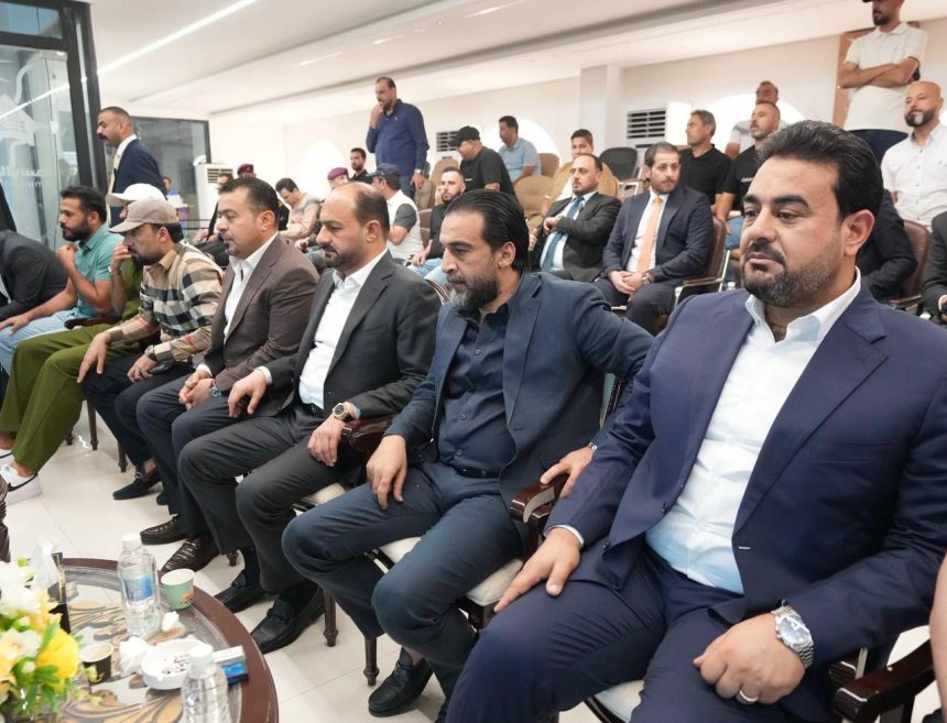 رئيس حزب "تقدم" الرئيس محمد الحلبوسي يحضر مباراة الكرمة وزاخو على معلب الرمادي