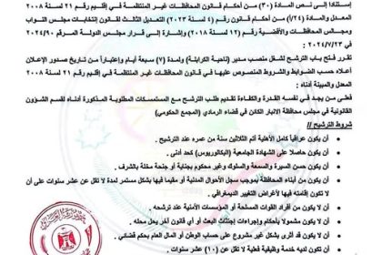 مجلس محافظة الأنبار يعلن فتح باب الترشيح لمناصب إدارية في القائم