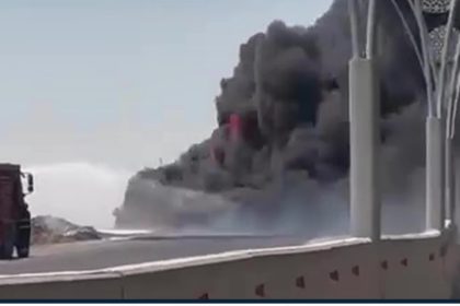 بالفيديو.. احتراق شاحنة محملة بالوقود قرب مصفى بيجي