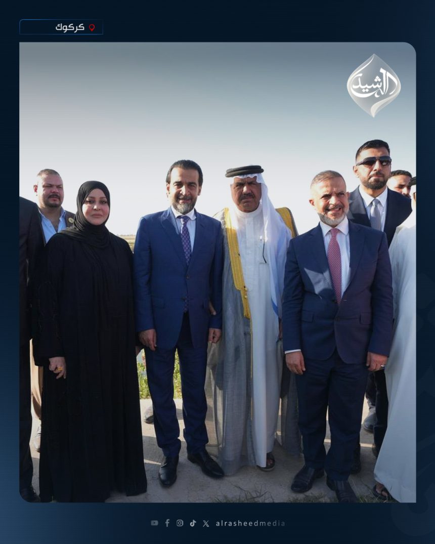 رئيس حزب تقدم الرئيس محمد الحلبوسي يزور مضيف الشلاش الفرج بناحية الزاب لدعم مرشَّحة الحزب يمامة الشلاش