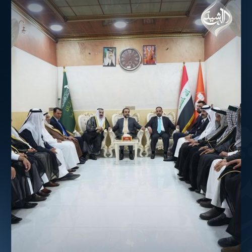 الرئيس الحلبوسي وعدد من قيادات تقدم بكركوك يزورون مضيف عشائر السادة الأشراف لدعم مرشَّح الحزب عبد الواحد الصيادي