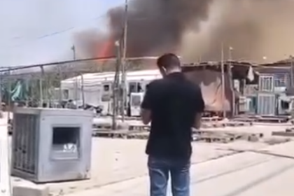 حريق يلتهم عدداً من محال المفروشات قرب باب الشمس في الموصل