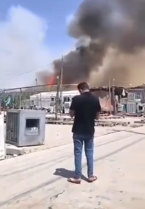 حريق يلتهم عدداً من محال المفروشات قرب باب الشمس في الموصل