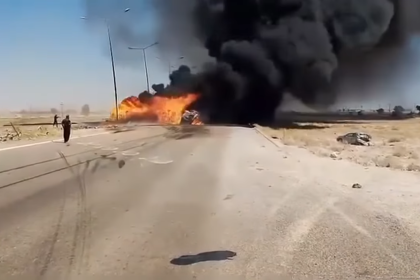 بالفيديو.. احتراق صهريج نفط ومصرع سائقه على طريق الحامضية_الرمادي