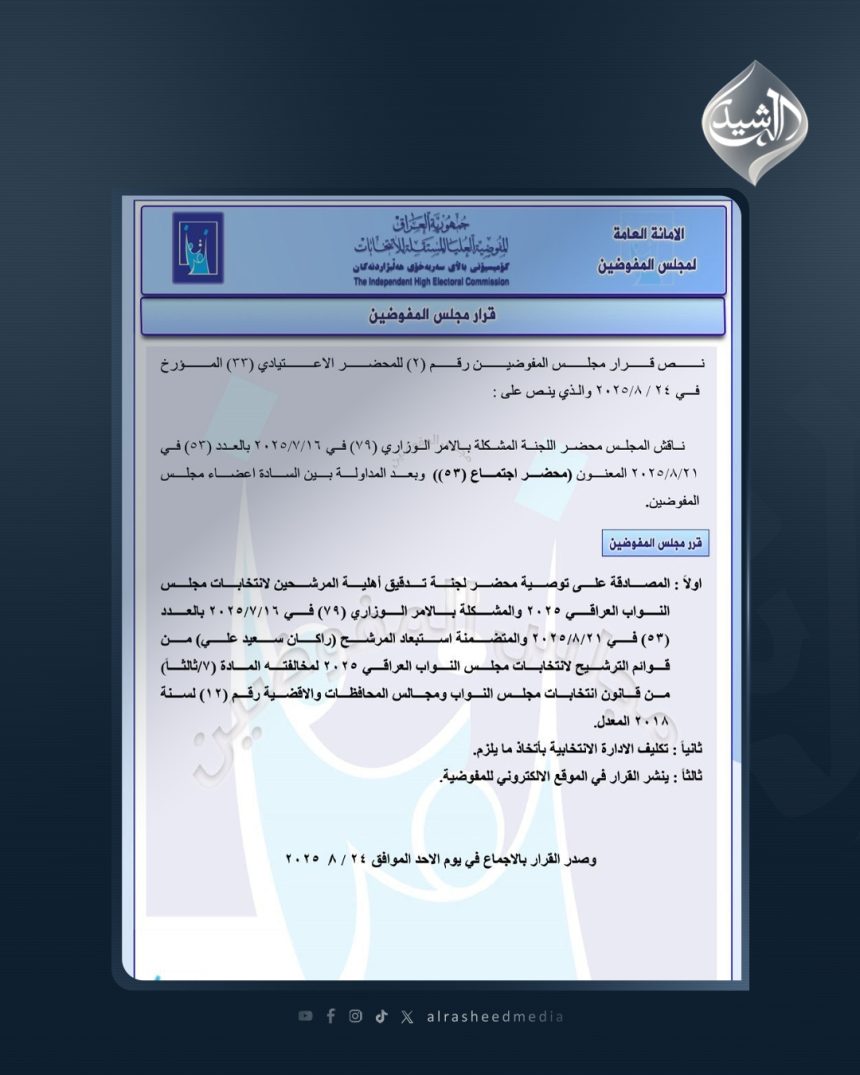 مفوضية الانتخابات تستبعد دفعة جديدة من المرشحين بينهم حيدر الملا