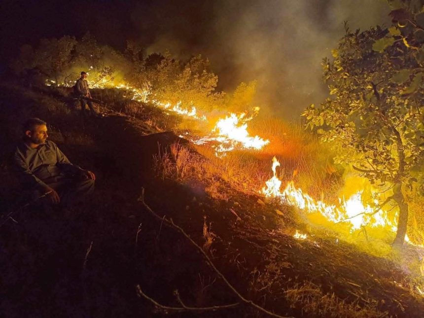 بالصور.. اندلاع حريق كبير في جبال بنجوين بالسليمانية