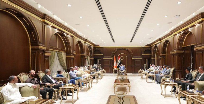 رئيس حزب تقدم الرئيس محمد الحلبوسي يستقبل عدداً من شيوخ ووجهاء قرية الدولاب في الأنبار