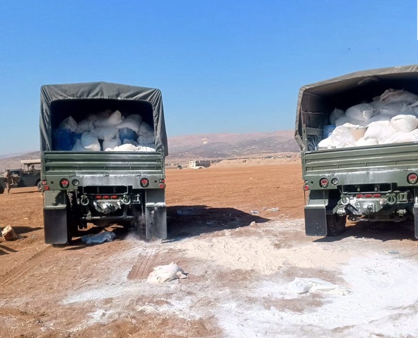 الجيش اللبناني يعلن ضبط قرابة 64 مليون حبة "كبتاغون" مخدرة شرقي البلاد