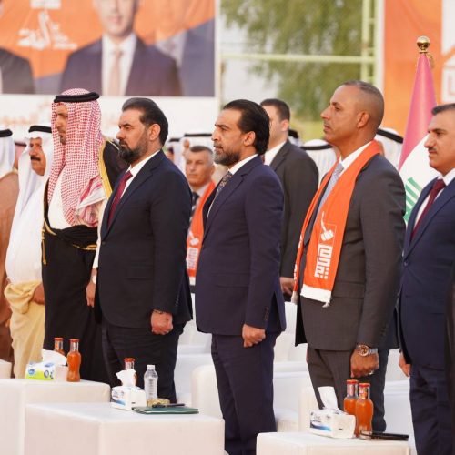 رئيس حزب تقدم الرئيس محمد الحلبوسي يحضر تجمّعاً لدعم مرشَّح الحزب غازي فيصل الجبوري في ديالى