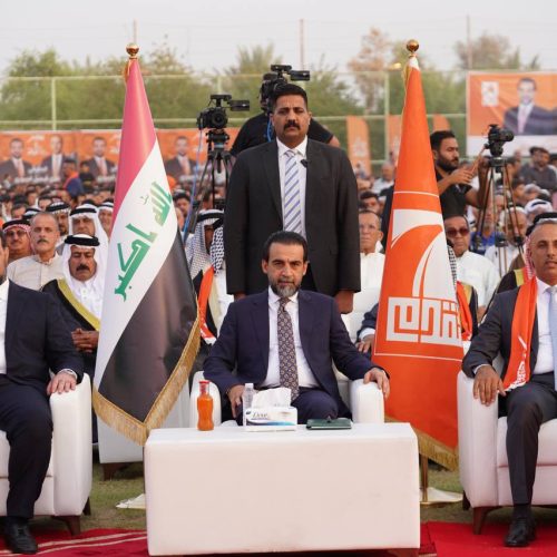 رئيس حزب تقدم الرئيس محمد الحلبوسي يحضر تجمّعاً لدعم مرشَّح الحزب غازي فيصل الجبوري في ديالى