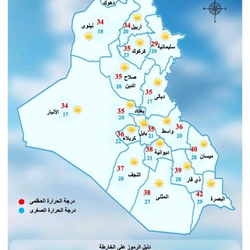 طقس العراق.. غبار وارتفاع طفيف بدرجات الحرارة خلال الأيام المقبلة