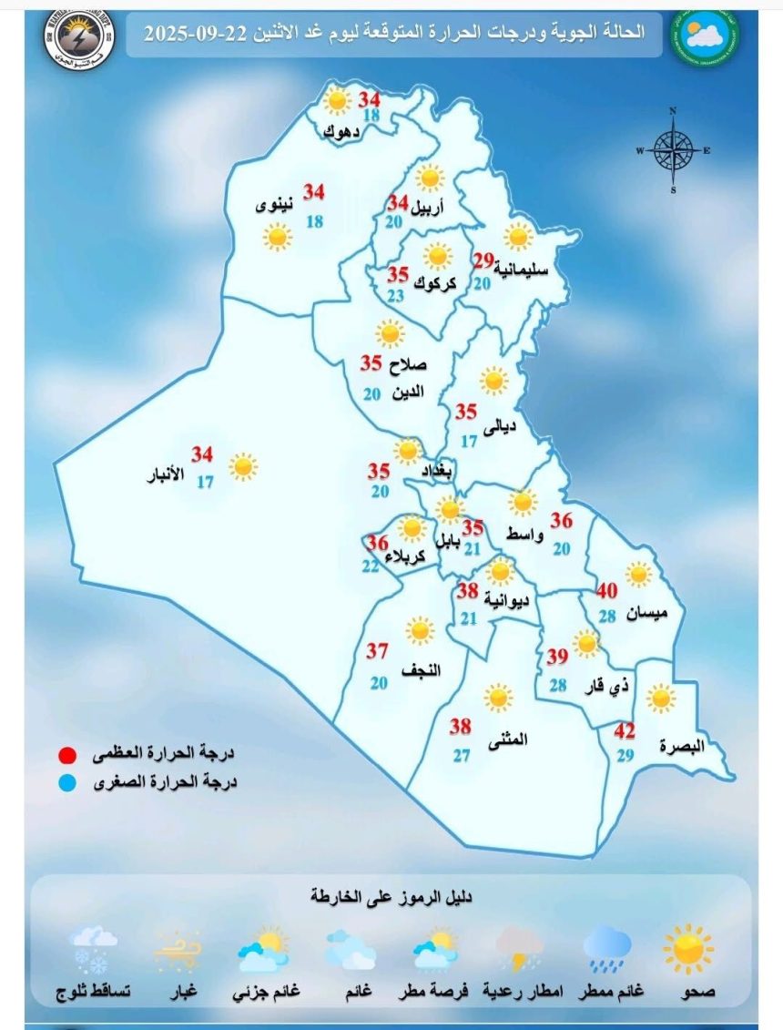 طقس العراق.. غبار وارتفاع طفيف بدرجات الحرارة خلال الأيام المقبلة
