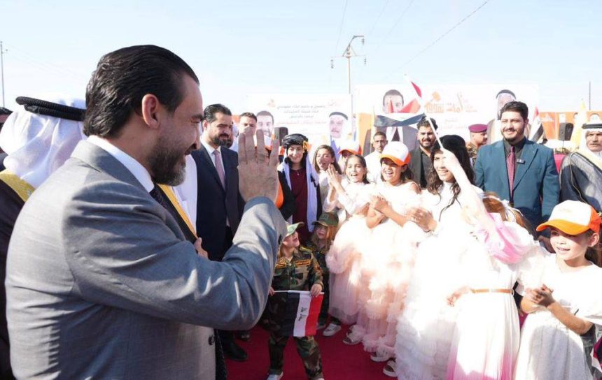 الرئيس الحلبوسي يحضر تجمّعاً لدعم مرشَّح "تقدم" فيصل العكيدي في ناحية حمام العليل بنينوى