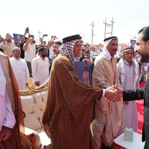 رئيس حزب تقدم الرئيس محمد الحلبوسي يحضر تجمّعاً لدعم مرشَّحة الحزب شهد الحمداني في قضاء مخمور