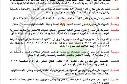 مجلس النواب ينشر جدول أعمال جلسة الأربعاء المقبل