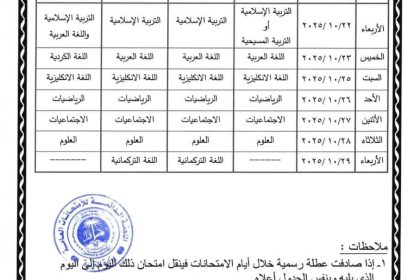 التربية تعلن جدول امتحانات الدور الثالث للمراحل المنتهية