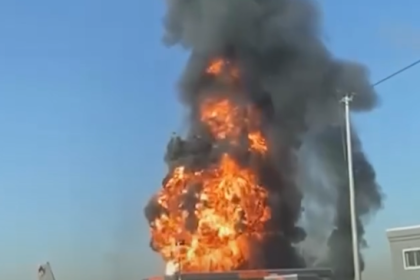 بالفيديو.. اندلاع حريق كبير داخل محطة وقود في أربيل