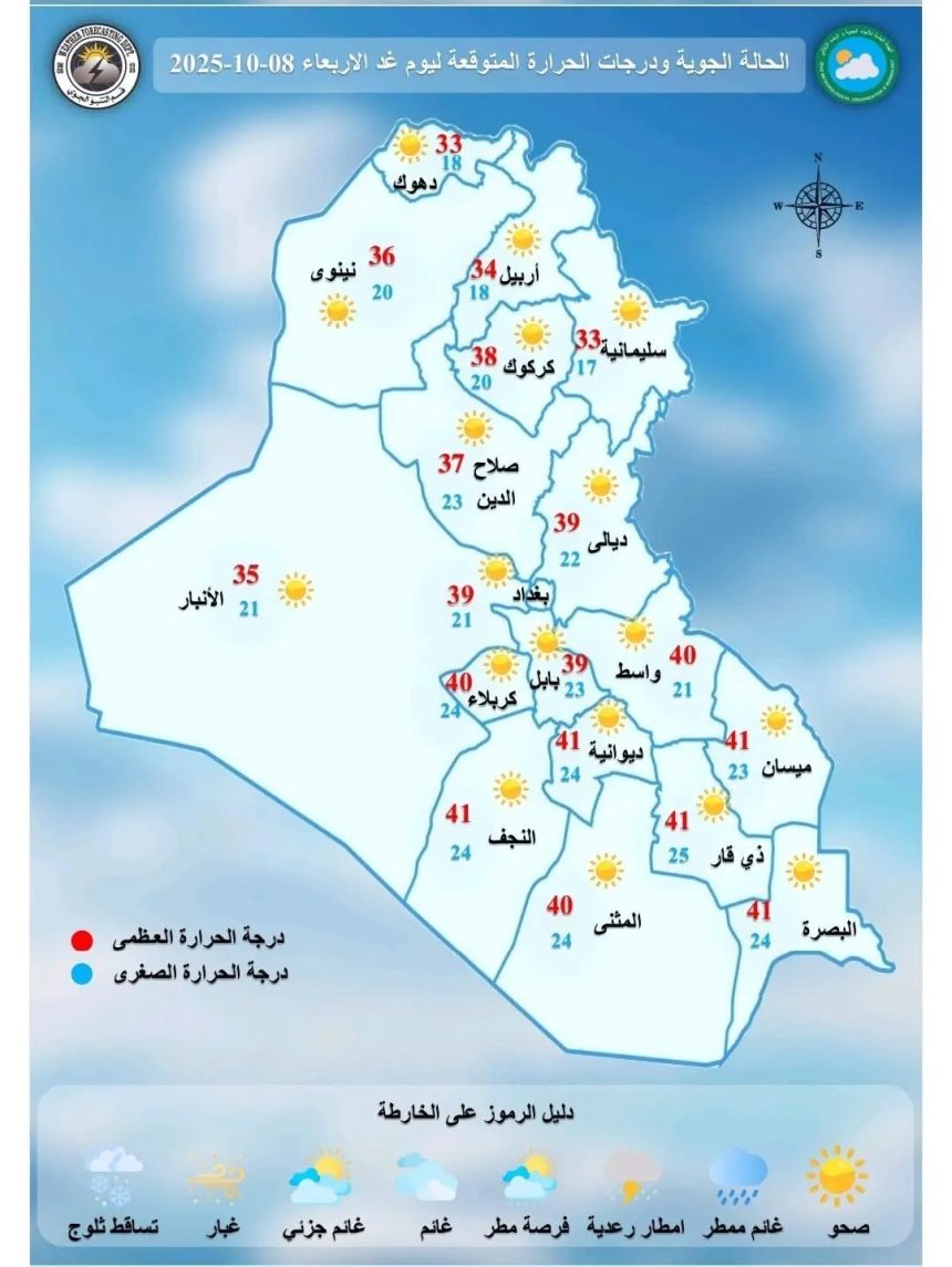 طقس العراق.. غبار وانخفاض في درجات الحرارة خلال الأيام المقبلة
