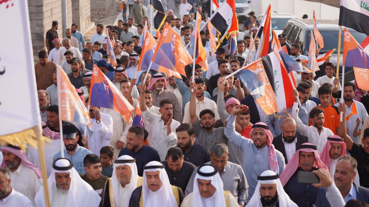 رئيس حزب تقدم الرئيس محمد الحلبوسي يحضر تجمّعاً جماهيرياً لدعم مرشَّح الحزب محافظ الأنبار محمد نوري بقضاء القائم