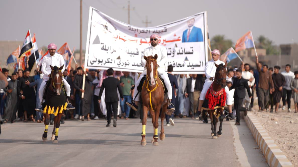رئيس حزب تقدم الرئيس محمد الحلبوسي يحضر تجمّعاً جماهيرياً لدعم مرشَّح الحزب محافظ الأنبار محمد نوري بقضاء القائم