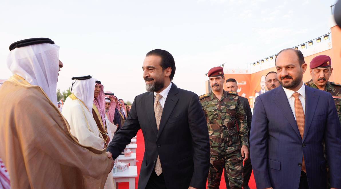 رئيس حزب تقدم الرئيس محمد الحلبوسي يحضر تجمّعاً جماهيرياً لدعم مرشَّح الحزب محافظ الأنبار محمد نوري بقضاء القائم