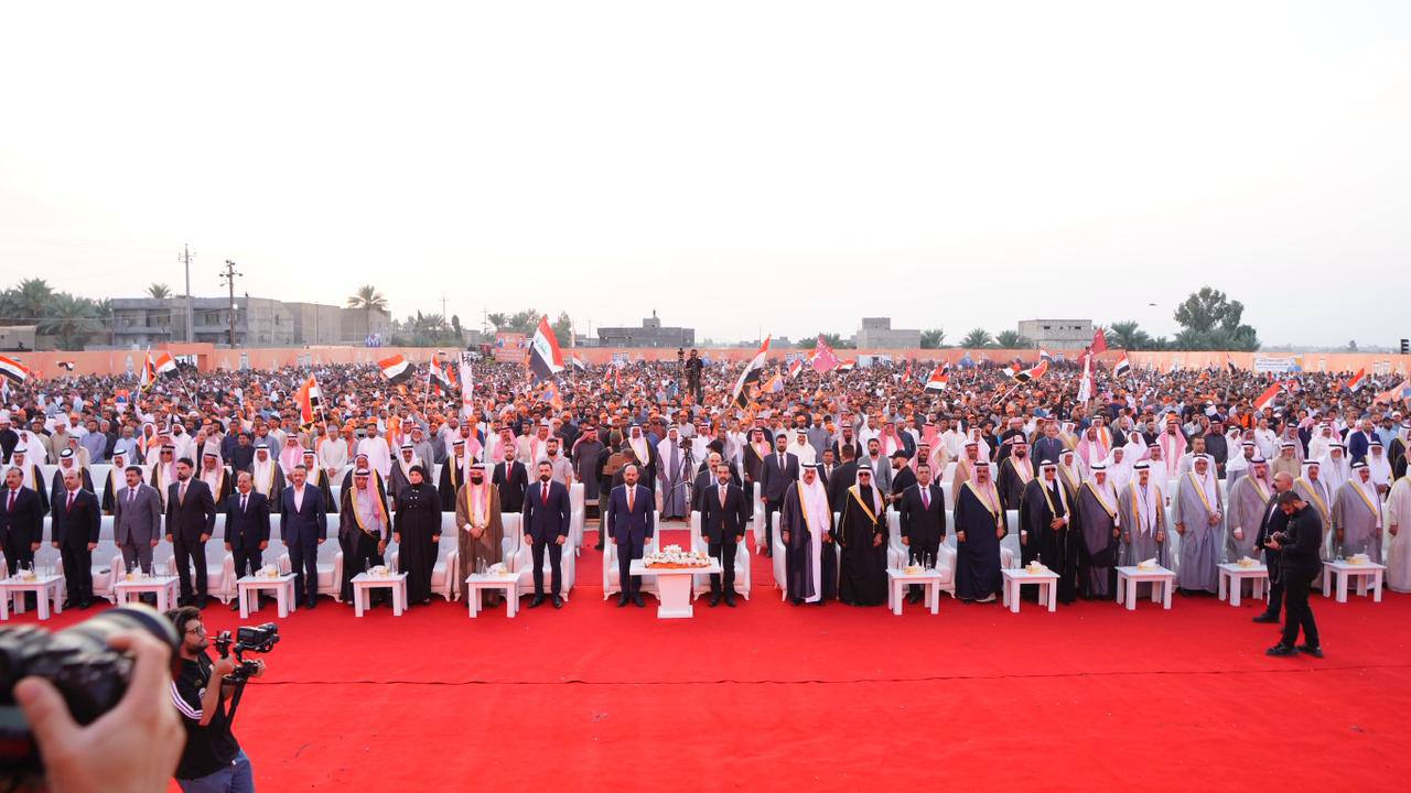 رئيس حزب تقدم الرئيس محمد الحلبوسي يحضر تجمّعاً جماهيرياً لدعم مرشَّح الحزب محافظ الأنبار محمد نوري بقضاء القائم