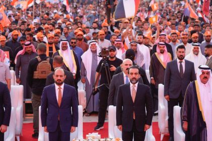 رئيس حزب تقدم الرئيس محمد الحلبوسي يحضر تجمّعاً جماهيرياً لدعم مرشَّح الحزب محافظ الأنبار محمد نوري بقضاء القائم