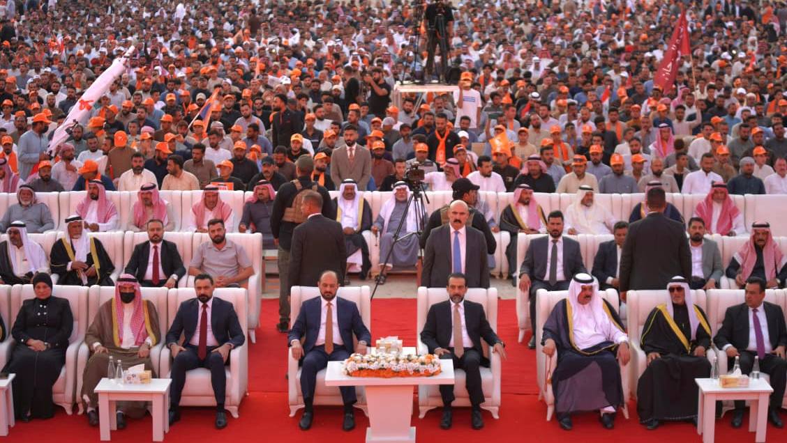 رئيس حزب تقدم الرئيس محمد الحلبوسي يحضر تجمّعاً جماهيرياً لدعم مرشَّح الحزب محافظ الأنبار محمد نوري بقضاء القائم