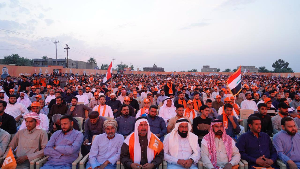 رئيس حزب تقدم الرئيس محمد الحلبوسي يحضر تجمّعاً جماهيرياً لدعم مرشَّح الحزب محافظ الأنبار محمد نوري بقضاء القائم