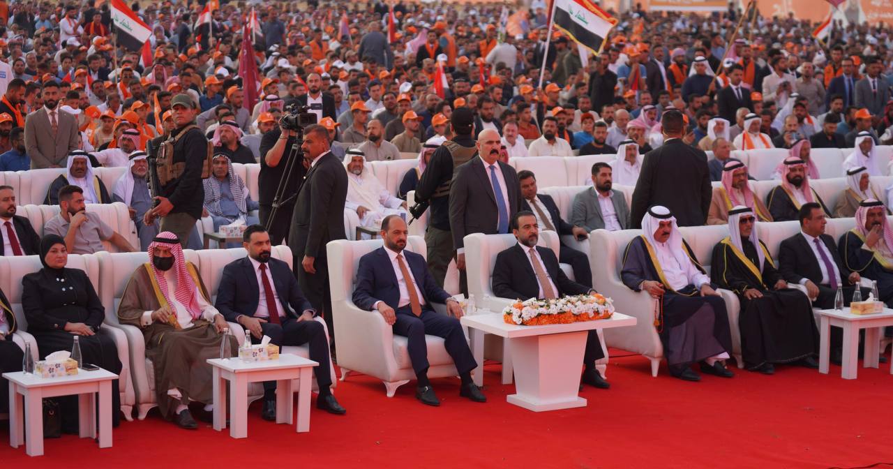 رئيس حزب تقدم الرئيس محمد الحلبوسي يحضر تجمّعاً جماهيرياً لدعم مرشَّح الحزب محافظ الأنبار محمد نوري بقضاء القائم