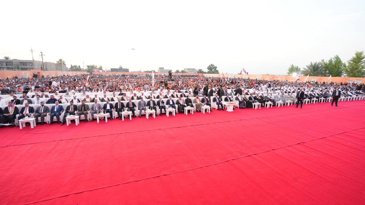 رئيس حزب تقدم الرئيس محمد الحلبوسي يحضر تجمّعاً جماهيرياً لدعم مرشَّح الحزب محافظ الأنبار محمد نوري بقضاء القائم