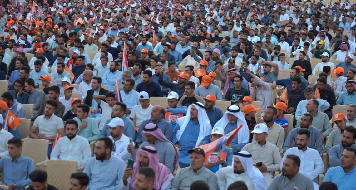 رئيس حزب تقدم الرئيس محمد الحلبوسي يحضر تجمّعاً جماهيرياً لدعم مرشَّح الحزب محافظ الأنبار محمد نوري بقضاء القائم