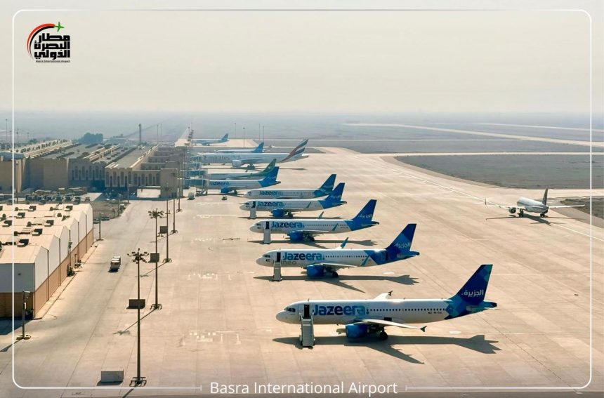 مطار البصرة يستقبل 9 طائرات هبطت اضطرارياً بسبب سوء الأحوال الجوية بمطار الكويت